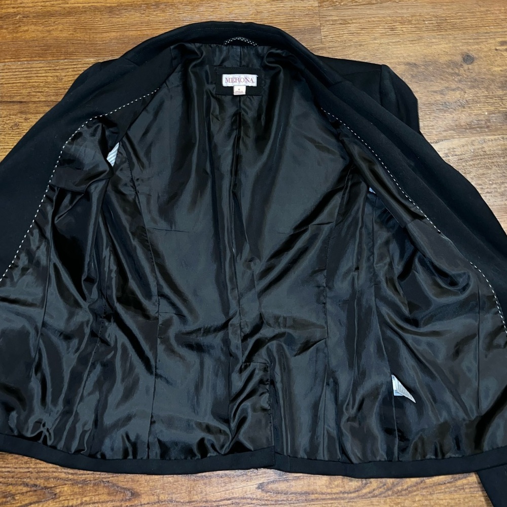Merona Black Chic Front Button Long Sleeve Jacket Casual Office Blazer Size 6 - Picture 8 of 10